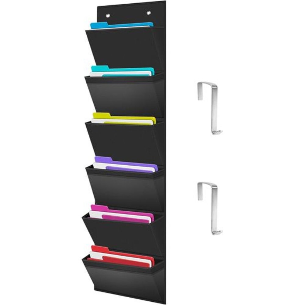 Over the door file organizer hanging wall file folder storage 6 pocket large